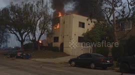 US, Los Angeles: Altadena Eaton Wildfire Apartments Engulfed With Sound On Tape Part 2