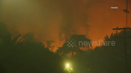 US, Los Angeles: Hollywood Hills Wildfire Threatening Homes Part 3