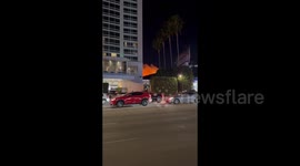 US: The Runyon Canyon fire as seen from Hollywood