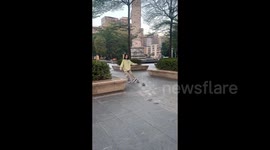 Freeline skater demonstrates impressive skills around Chinese city