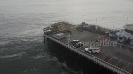 Drove POV Of Bathroom Washed Off Santa Cruz Wharf