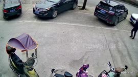 Pedestrian saves schoolgirl running into path of oncoming car
