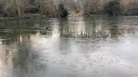Lake freezes in Central London park as temperatures plummet in the UK