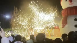 Sparks set 20ft tall snowman on fire at event in China