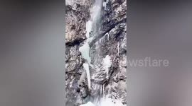 Tourists injured as column of icicles break off waterfall and fall 300ft on top of them