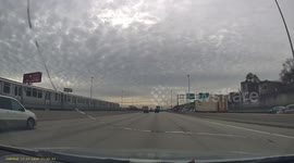 Aggressive Tailgater Slams Into Interstate Divider