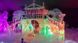 Colourful Ice festival is welcoming people over Winter holidays in St Petersburg, Russia