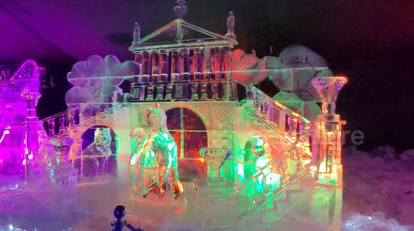 Colourful Ice festival is welcoming people over Winter holidays in St Petersburg, Russia
