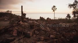 US, Los Angeles: Pacific Palisades Driving Through Neighborhoods Destroyed by Palisades Wildfire