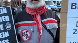 Germany: Performer Scotty the Blue Bunny Speaks Out on Israel-Hamas War at Berlin Protest