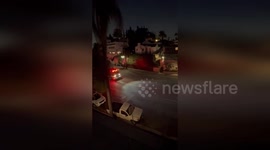 US: Dramatic Footage Captures Fire Truck Racing Toward Hollywood Hills Blaze