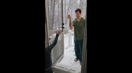 Dad gives son a snowball and he throws it at his balls. Nut shot. Dad in pain from snowball nutshot.