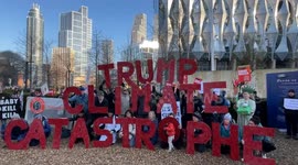 Climate activists protest the Trump Climate Catastrophe outside the US Embassy in London