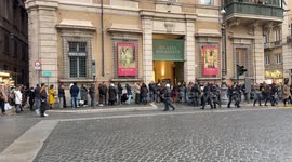 People line up to see the exhibition of Botero's works at Palazzo Bonaparte in Rome.