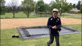 we were at school and our friend zach wanted to do a front flip off the trampoline and flopped