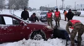 Arkansas National Guard rescues drivers stranded in snow
