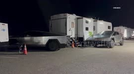 US, Los Angeles: Malibu Cybertrucks Deployed to Palisades Wildfire Burn Area