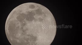 Stunning Wolf Moon close-up above Kent, UK