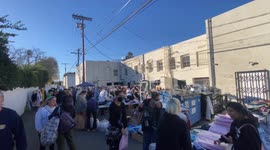 Los Angeles Fire Donation Center where in Central Los Angeles with volunteer shopping assistants where Halle Barry came to