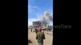 An Israeli airstrike targets the surroundings of a school east of Khan Younis
