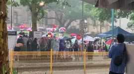 Australia: Solidarity rally for Palestine during rainy weather in Melbourne