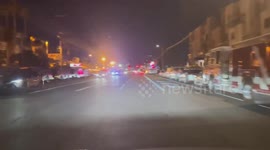 US: Large number of firetrucks in the streets of Los Angeles
