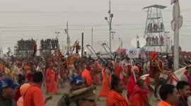 India: Millions gather in India for first sacred bath of Kumbh Mela