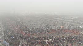 India: Millions of Hindu pilgrims gather for first holy bath of Kumbh Mela