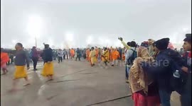 India: Bathing day procession of Naga sadhu from Juna and Niranjani Akhara in Mahakumbh.