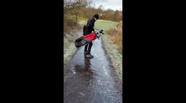 Friends try to make the most of their day after their golf session is put on ice... literally!