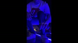 Winter night dance near a pool ends in unexpected slip and fall into the water