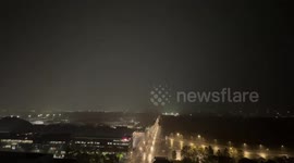 Australia: Lightning powers up light tower at the stadium during storm in Sydney