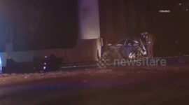 US, Los Angeles: Avocado Heights Car Split In Half On Northbound 605 Freeway Fatal