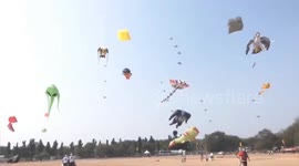 Colourful kites fly at international festival in India