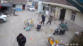 Firecracker mishap damages car in Chinese backyard