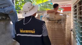 Repairman needs rescuing after falling into 500-litre water tank