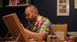 Dad's hilariously bad paintings go viral - now he's flooded with portrait requests