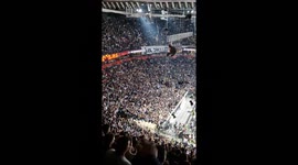 Heartwarming scene as Partizan fans shower Belgrade Arena court with toys for a humanitarian campaign