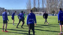 Spain: Osasuna player Bryan Zaragoza joins his teammates in training session
