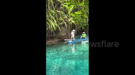 Breathtakingly beautiful 'Enchanted River' draws in tourists in the Philippines