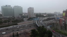 Spain: Fog banks in Madrid