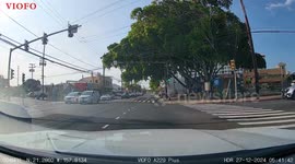 Lucky Pedestrian Crosses Road Without Looking