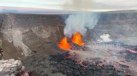 Kilauea Volcano sends lava fountains soaring upwards in Hawaii