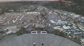 California wildfire victims fill car park at Rose Bowl Stadium
