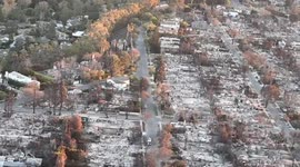 Helicopter surveys apocalyptic damage from Palisades Fire in California