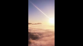Spectacular sea of clouds over Tianshan Mountains
