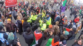 Pro-Palestine Protesters and the Metropolitan Police clash in Whitehall following an ill-tempered end to the contentious rally