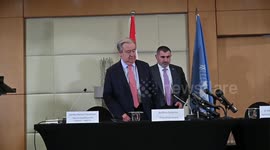 Lebanon: Images from Guterres' press conference after meeting with the new Lebanese authorities