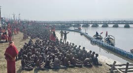 India: Newly initiated Naga Sadhus perform rituals