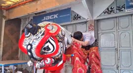CHILDREN PRACTICING LION DANCE AHEAD OF CHINESE NEW YEAR CELEBRATION 2025